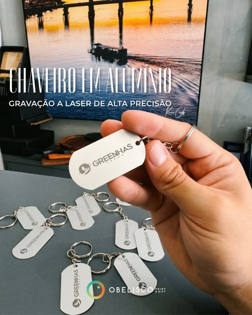 Chaveiros de alumínio com gravação a laser